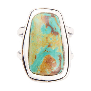 Art Blue Turquoise and Sterling Silver Statement Ring detail view by Barse Jewelry
