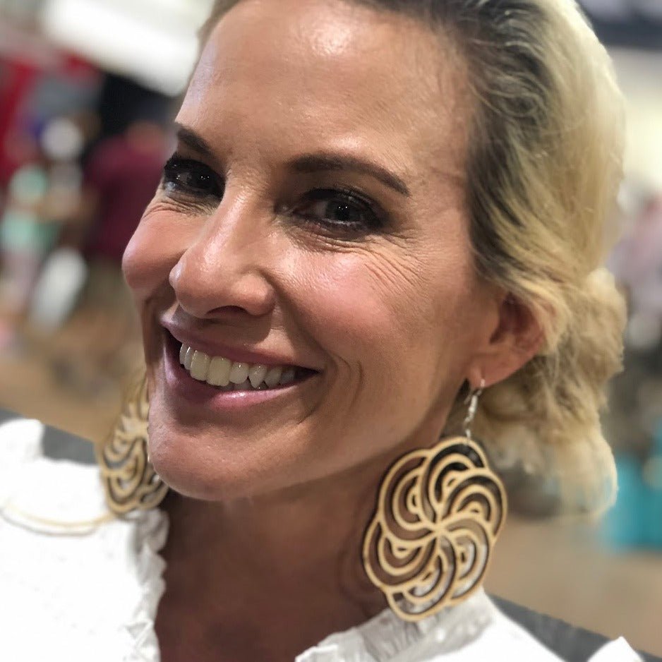 Hurricane Swirl Wooden Dangle Earrings | Art Deco Jewelry