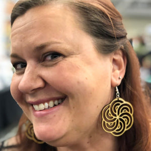 Hurricane Swirl Wooden Dangle Earrings | Art Deco Jewelry