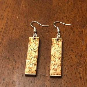 Art Nouveau Tree Bar Wooden Dangle Earrings | Nature Jewelry detail view by Cate's Concepts, LLC