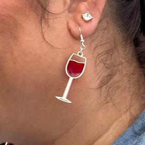 Wine Glass Wood Resin Earrings | Wine Lover Jewelry by Cate's Concepts, LLC, handmade jewelry detail photo 4