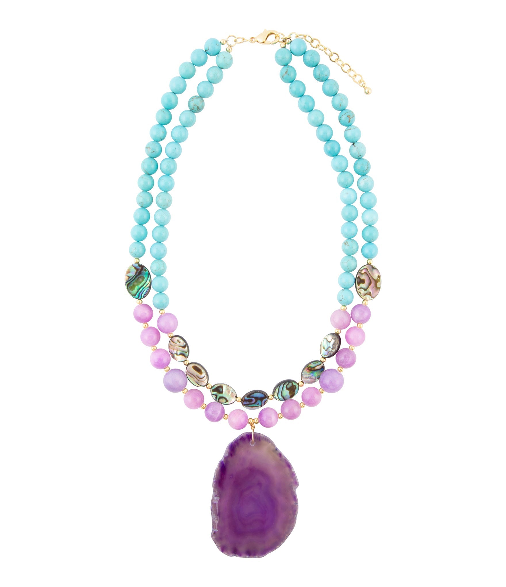 Aruba Purple Jade Statement Pendant Necklace detail view by Barse Jewelry