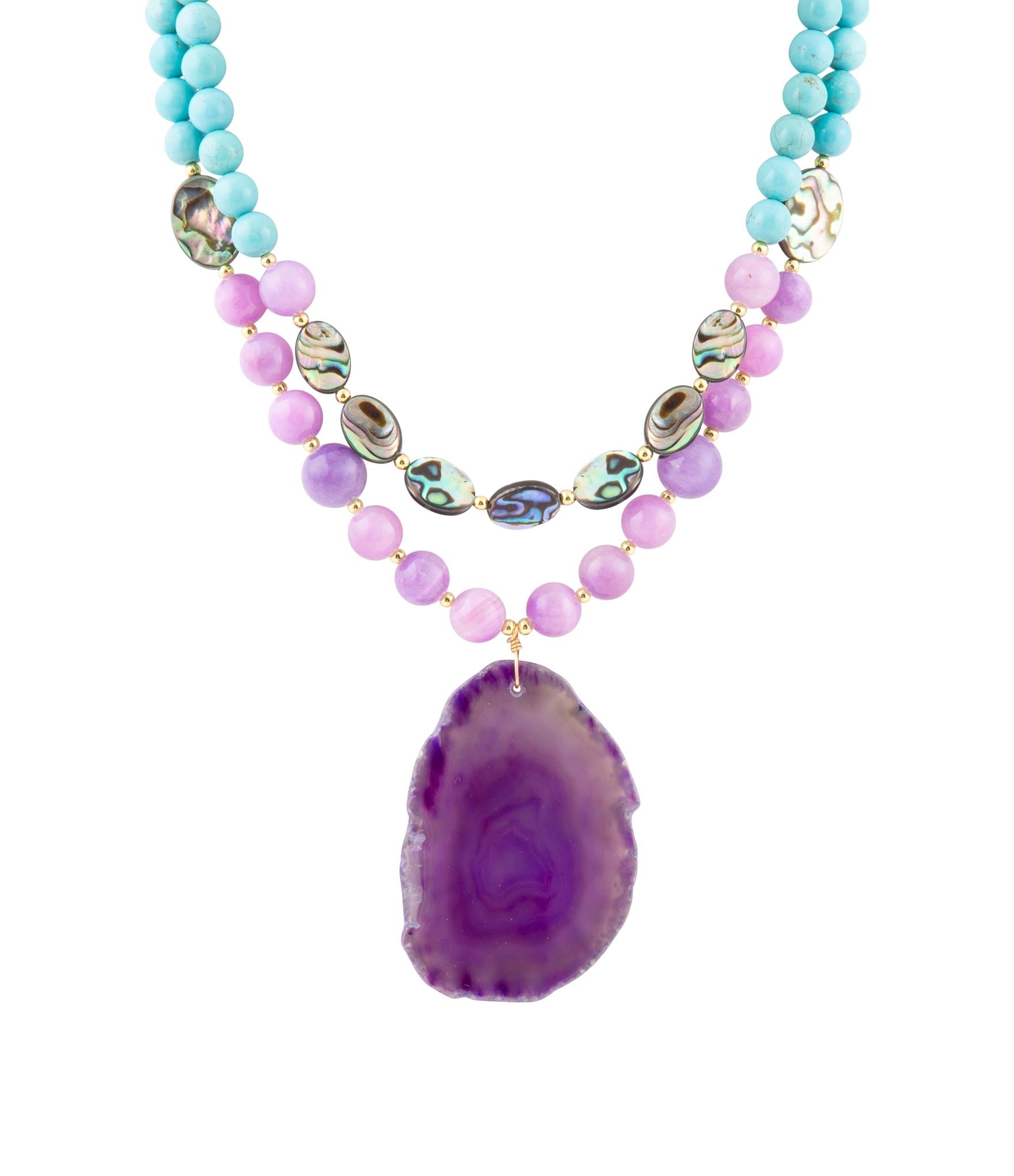 Aruba Purple Jade Statement Pendant Necklace by Barse Jewelry