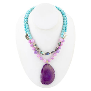 Aruba Purple Jade Statement Pendant Necklace detail view by Barse Jewelry