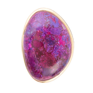 Aruba Purple Turquoise Golden Statement Ring detail view by Barse Jewelry