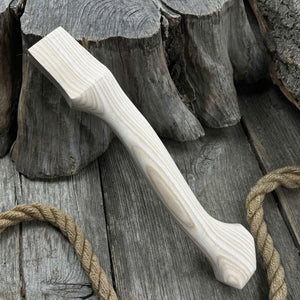Ash Wood Axe Handle with Red Oak Wedges, 33 cm (12.99 inches) detail view by Sharky Forged Steel Tools