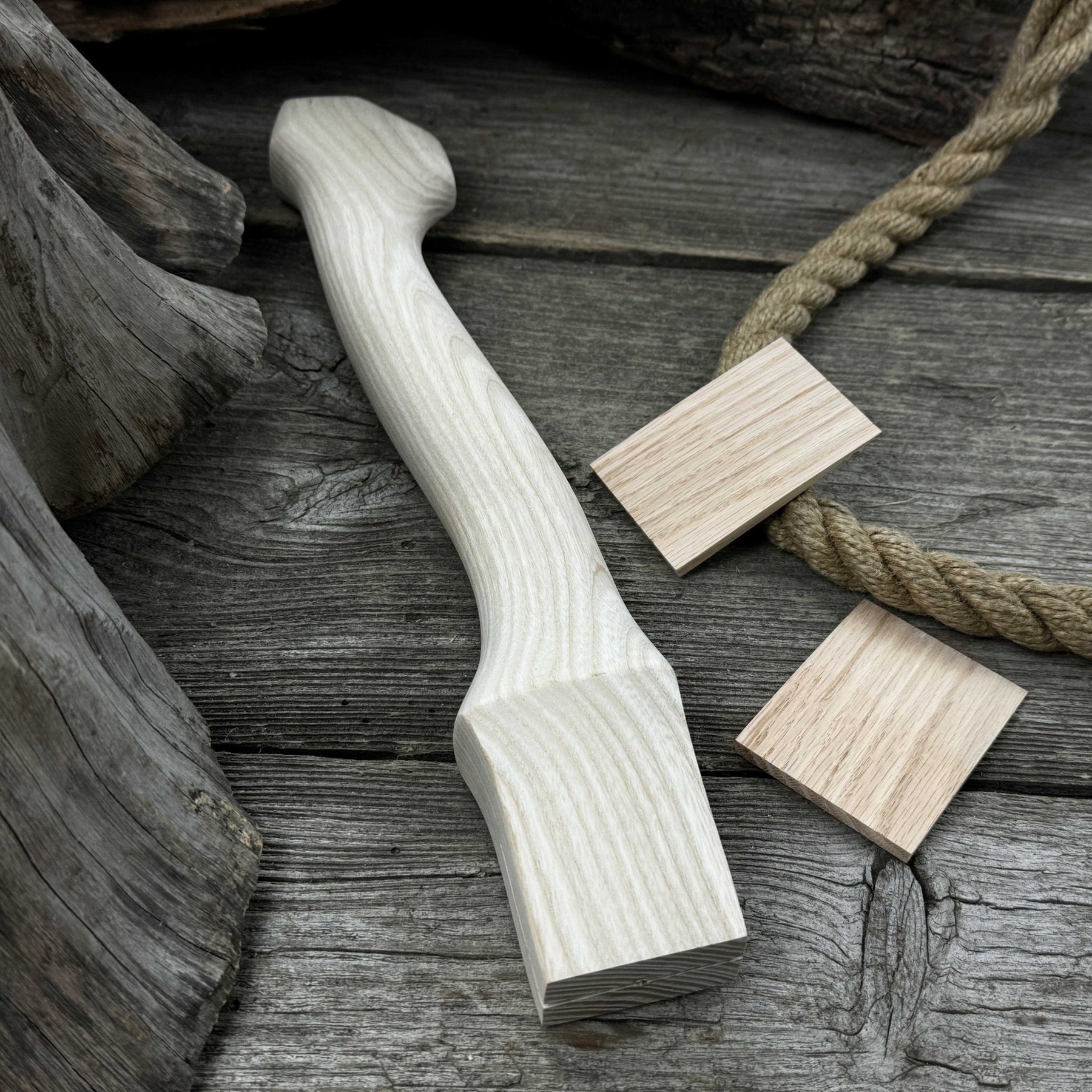 Ash Wood Axe Handle with Red Oak Wedges, 33 cm (12.99 inches) by Sharky Forged Steel Tools