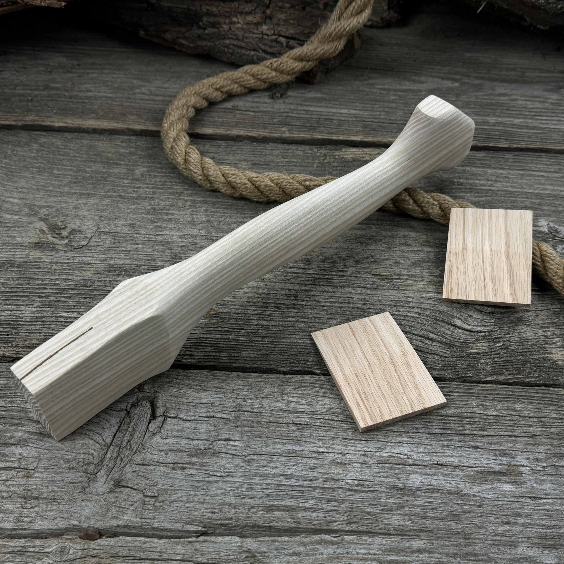 Ash Wood Axe Handle with Red Oak Wedges, 33 cm (12.99 inches) detail view by Sharky Forged Steel Tools