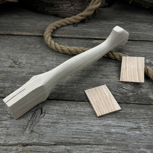 Ash Wood Axe Handle with Red Oak Wedges, 33 cm (12.99 inches) detail view by Sharky Forged Steel Tools