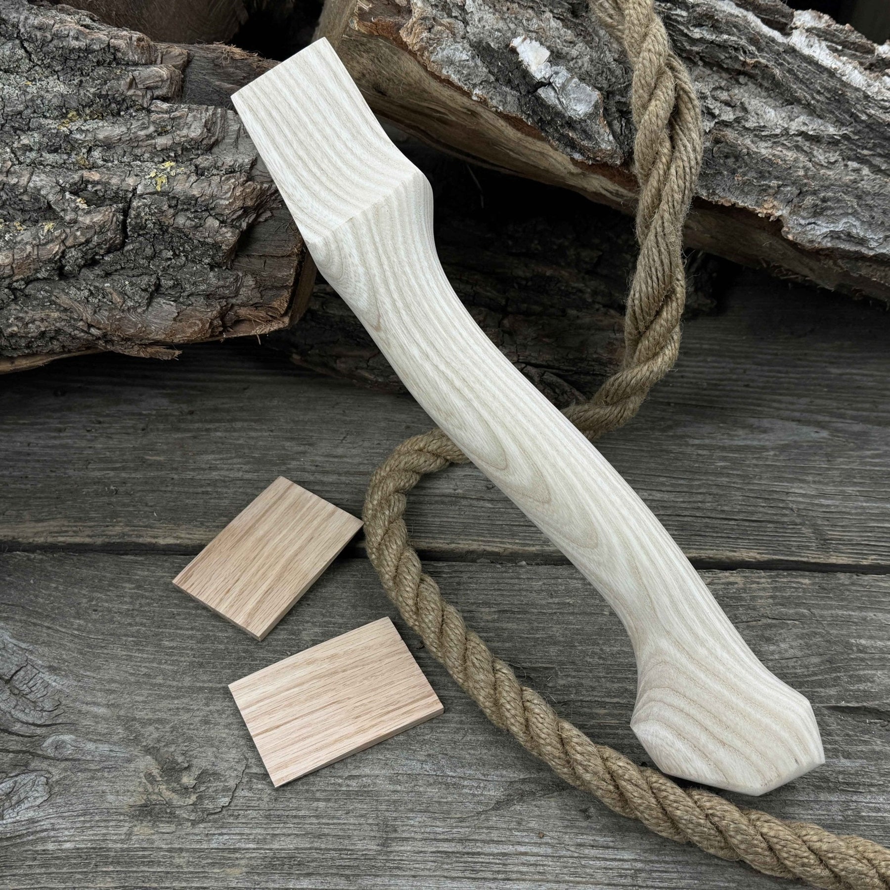 Ash Wood Axe Handle with Red Oak Wedges, 33 cm (12.99 inches) detail view by Sharky Forged Steel Tools