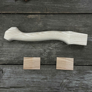 Ash Wood Axe Handle with Red Oak Wedges, 33 cm (12.99 inches) detail view by Sharky Forged Steel Tools