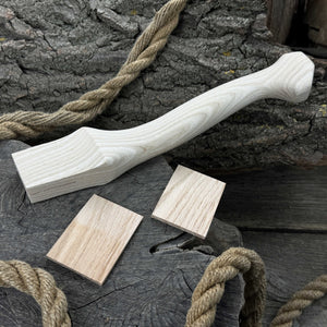 Ash Wood Axe Handle with Red Oak Wedges, 33 cm (12.99 inches) detail view by Sharky Forged Steel Tools