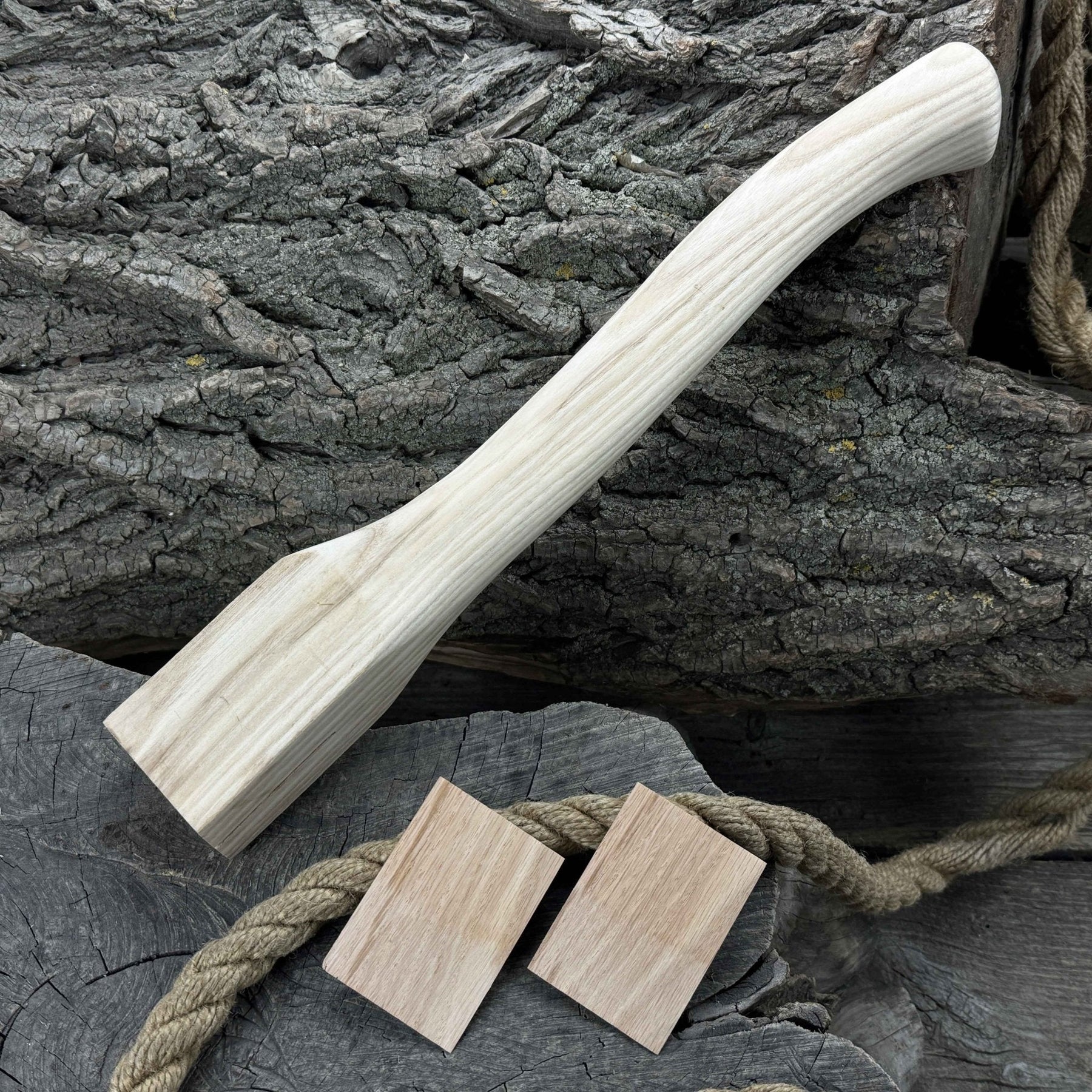 Ash Wood Axe Handle with Red Oak Wedges, 41.5 cm (16.3 in) detail view by Sharky Forged Steel Tools