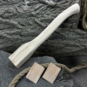 Ash Wood Axe Handle with Red Oak Wedges, 41.5 cm (16.3 in) detail view by Sharky Forged Steel Tools