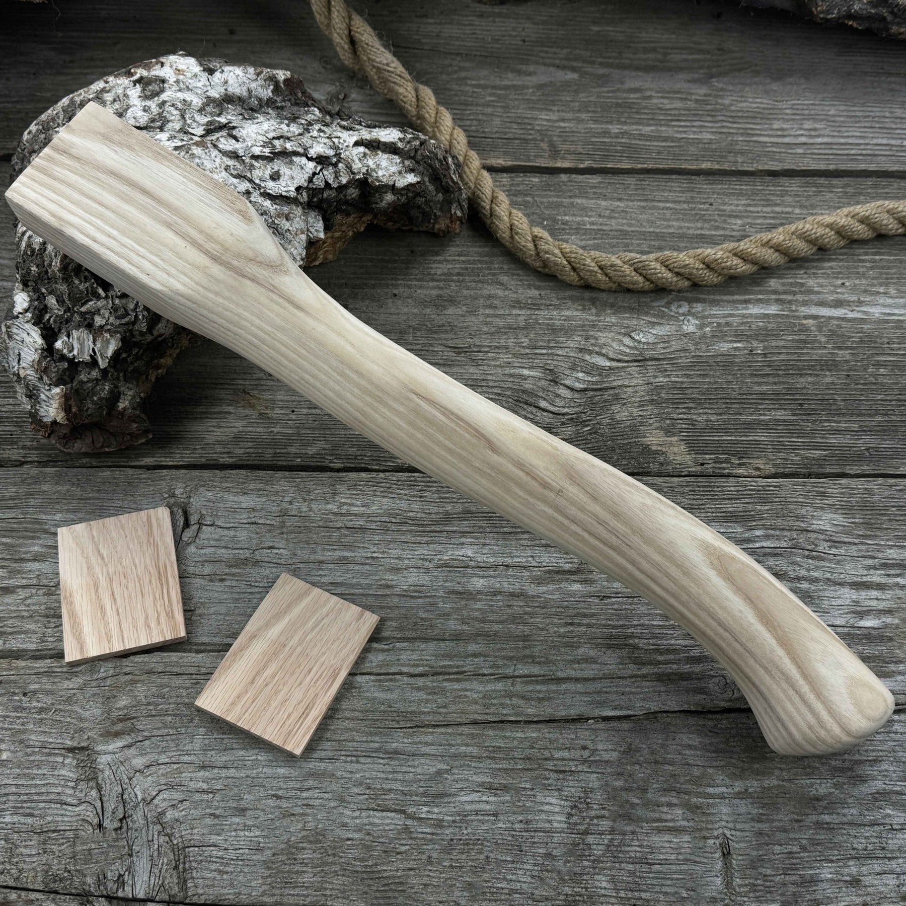 Ash Wood Axe Handle with Red Oak Wedges, 41.5 cm (16.3 in) detail view by Sharky Forged Steel Tools