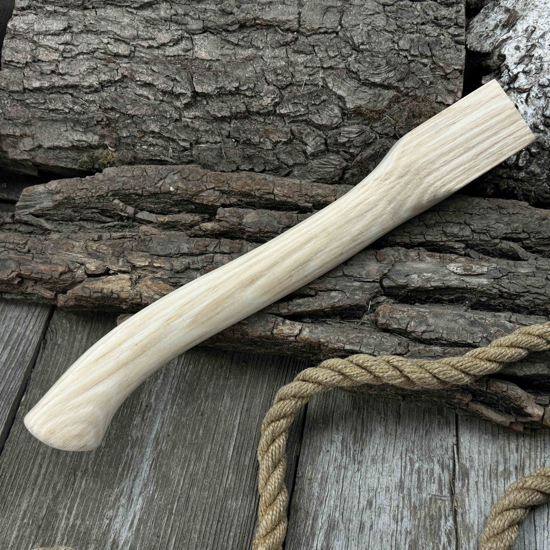 Ash Wood Axe Handle with Red Oak Wedges, 41.5 cm (16.3 in) detail view by Sharky Forged Steel Tools