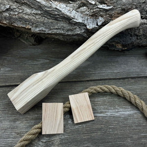 Ash Wood Axe Handle with Red Oak Wedges, 41.5 cm (16.3 in) detail view by Sharky Forged Steel Tools
