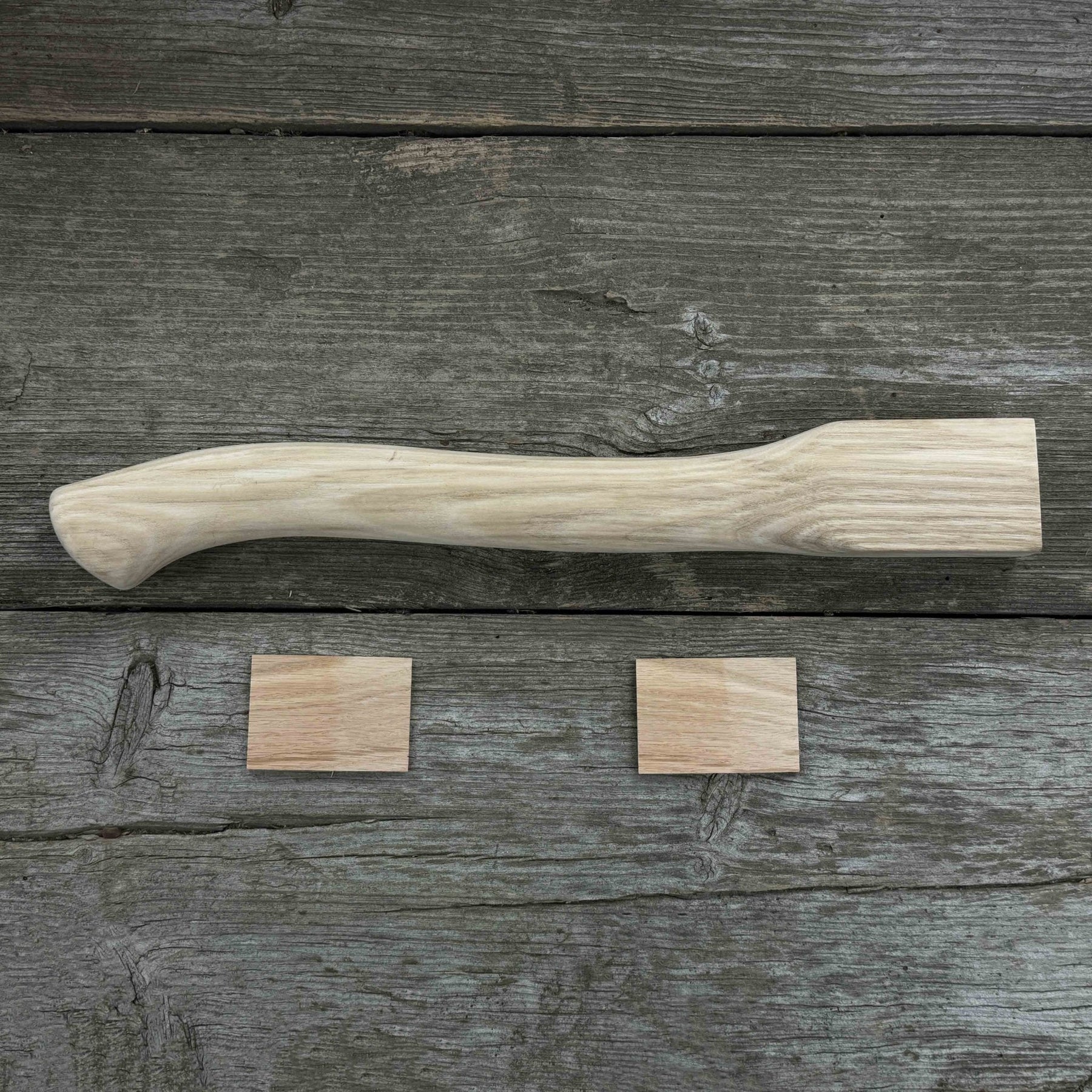 Ash Wood Axe Handle with Red Oak Wedges, 41.5 cm (16.3 in) detail view by Sharky Forged Steel Tools