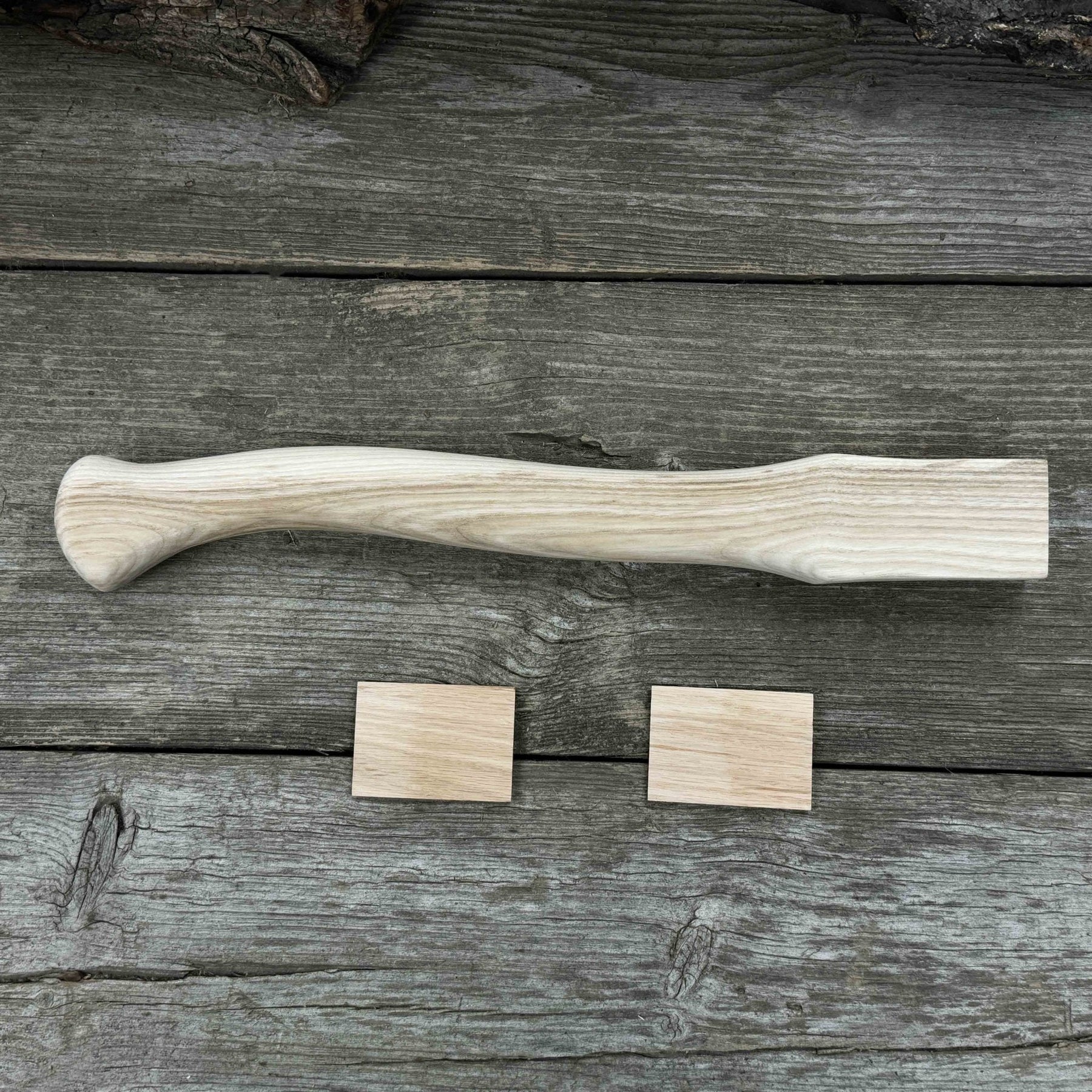 Ash Wood Axe Handle with Red Oak Wedges, 42 cm (16.54 in) detail view by Sharky Forged Steel Tools