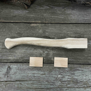 Ash Wood Axe Handle with Red Oak Wedges, 42 cm (16.54 in) detail view by Sharky Forged Steel Tools