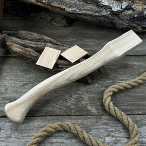 Ash Wood Axe Handle with Red Oak Wedges, 42 cm (16.54 in) detail view by Sharky Forged Steel Tools