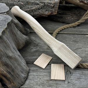 Ash Wood Axe Handle with Red Oak Wedges, 42 cm (16.54 in) detail view by Sharky Forged Steel Tools