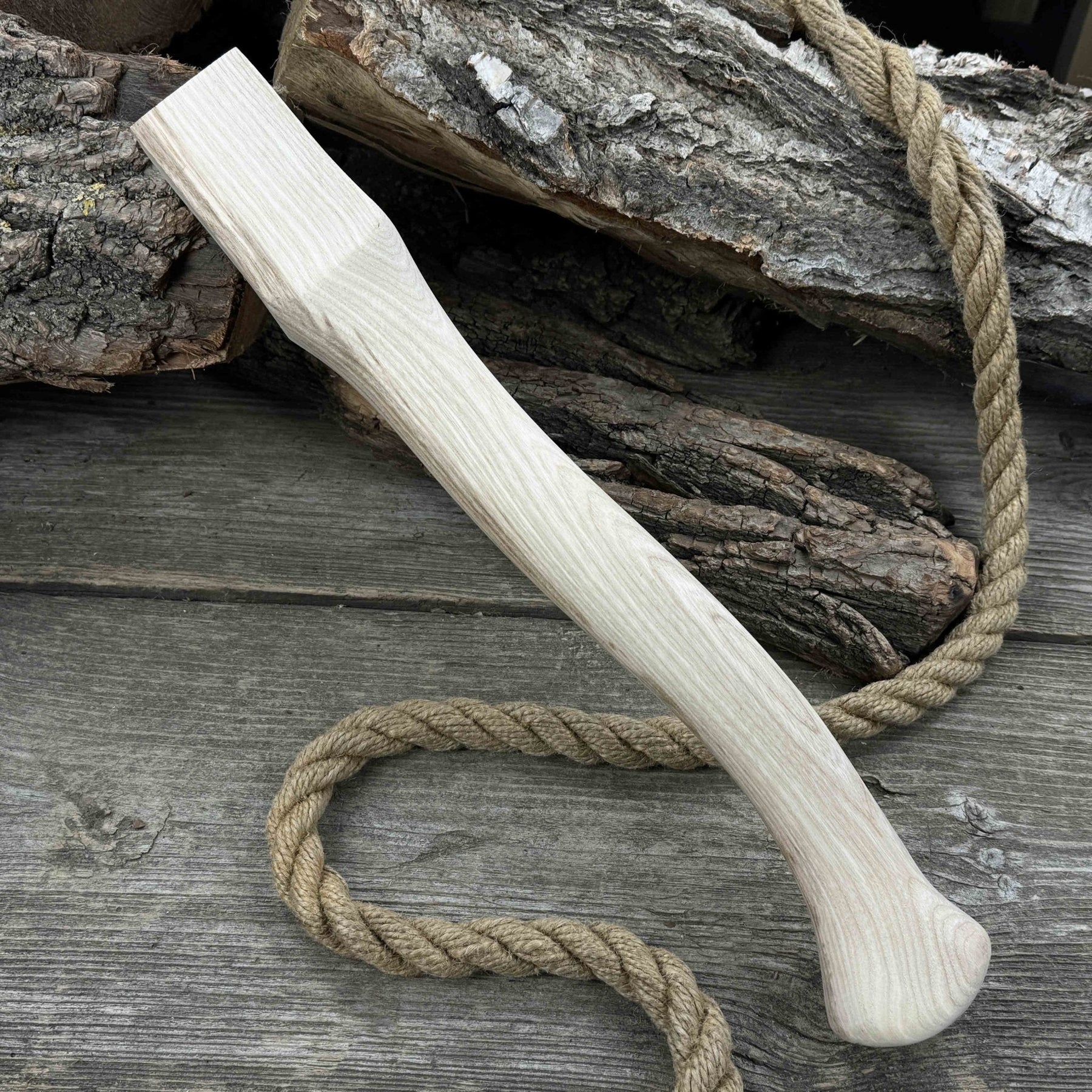 Ash Wood Axe Handle with Red Oak Wedges, 42 cm (16.54 in) detail view by Sharky Forged Steel Tools