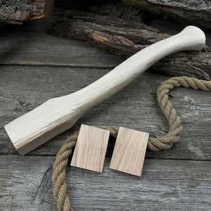 Ash Wood Axe Handle with Red Oak Wedges, 42 cm (16.54 in) detail view by Sharky Forged Steel Tools