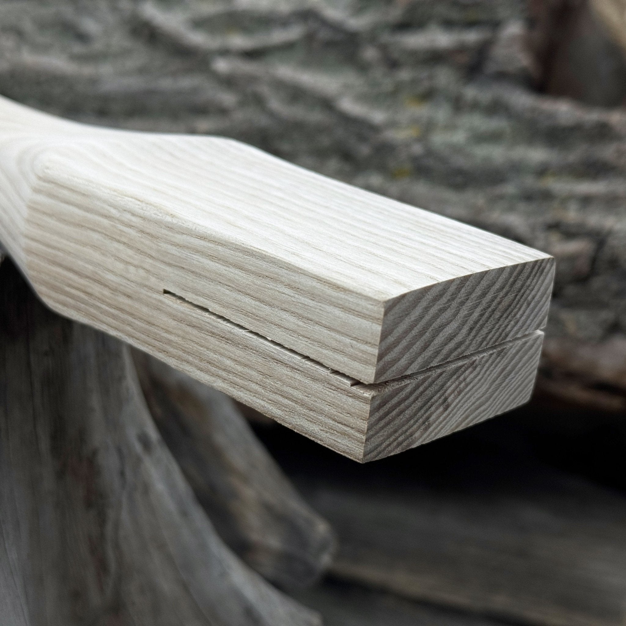 Ash Wood Axe Handle with Red Oak Wedges, 42 cm (16.54 in) detail view by Sharky Forged Steel Tools