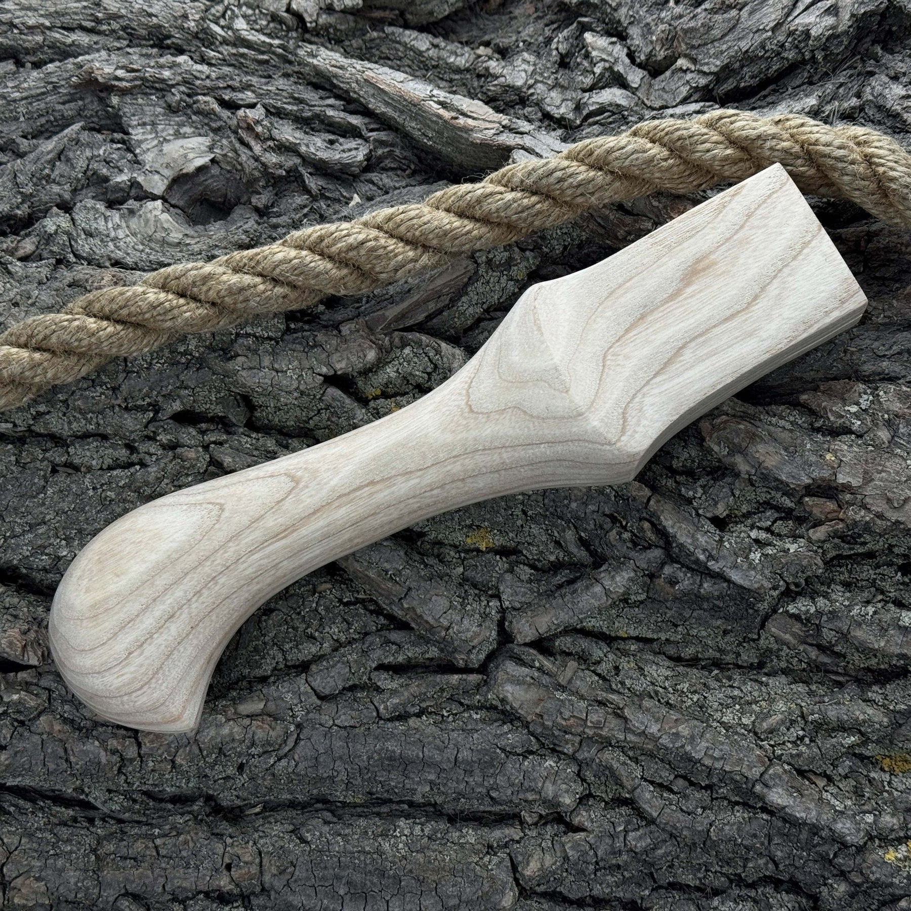 Ash Wood Handle for Adze or Axe, 23 cm (9.06 inches) with Red Oak Wedges detail view by Sharky Forged Steel Tools