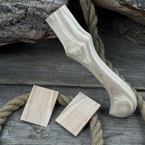 Ash Wood Handle for Adze or Axe, 23 cm (9.06 inches) with Red Oak Wedges detail view by Sharky Forged Steel Tools