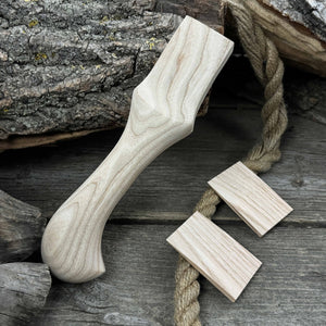 Ash Wood Handle for Adze or Axe, 23 cm (9.06 inches) with Red Oak Wedges detail view by Sharky Forged Steel Tools