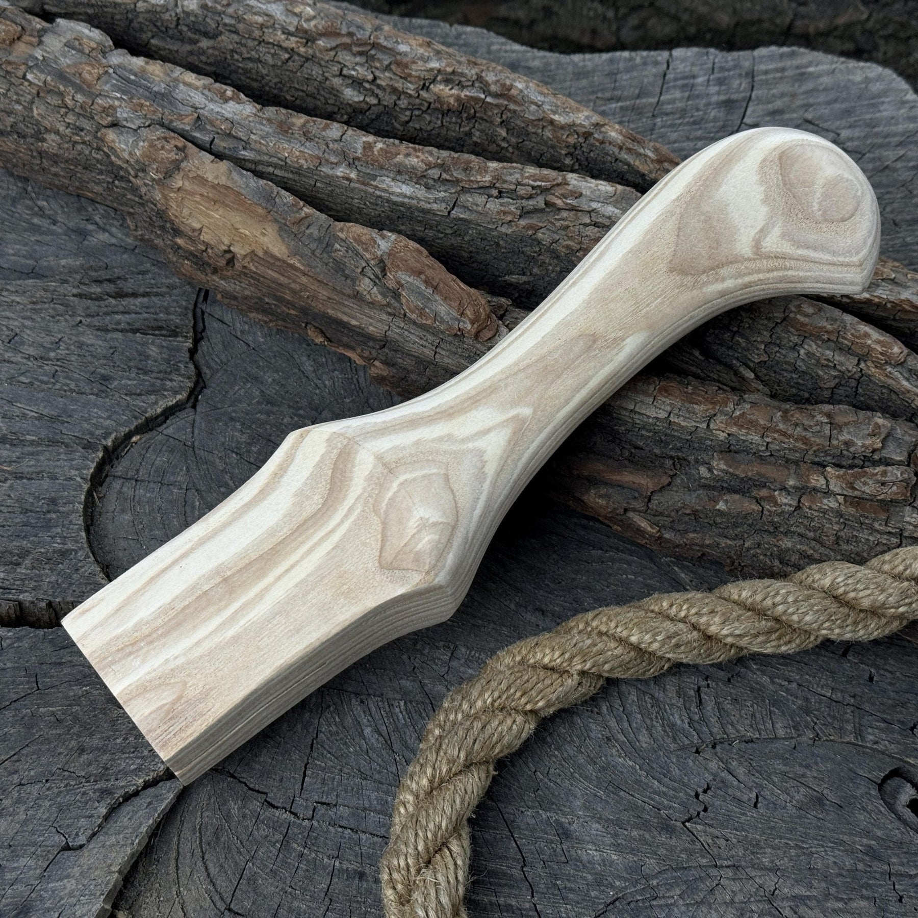 Ash Wood Handle for Adze or Axe, 23 cm (9.06 inches) with Red Oak Wedges detail view by Sharky Forged Steel Tools