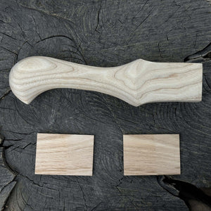 Ash Wood Handle for Adze or Axe, 23 cm (9.06 inches) with Red Oak Wedges detail view by Sharky Forged Steel Tools