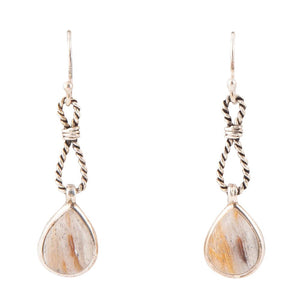 Astro Grey Wood Opal and Sterling Silver Drop Earrings by Barse Jewelry
