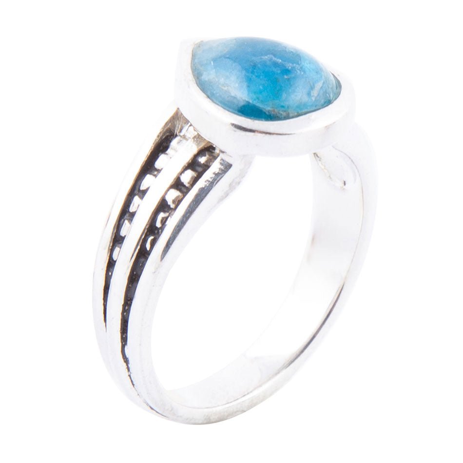 Astro Teardrop Blue Apatite and Sterling Silver Ring by Barse Jewelry