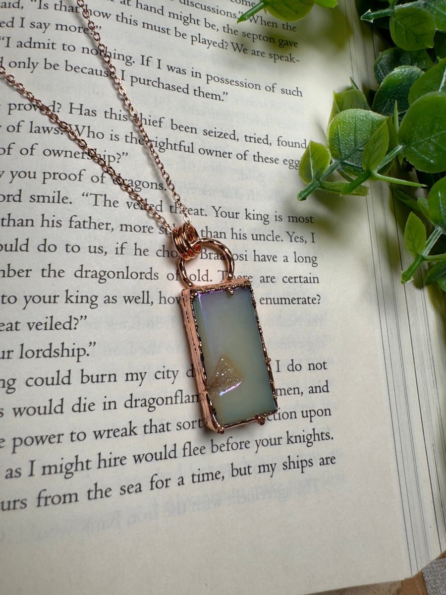 Aura Druzy Agate Necklace detail view by Copper Ashes