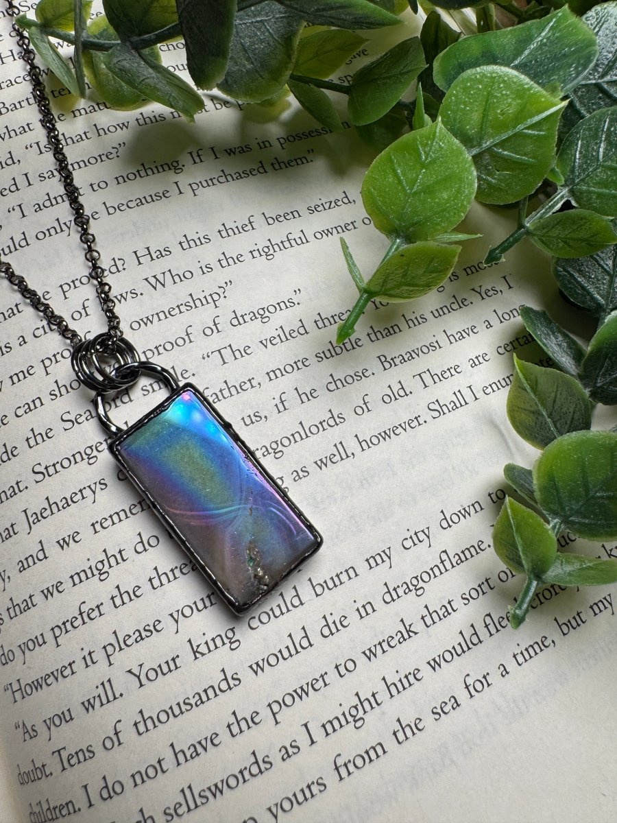 Aura Druzy Agate Necklace detail view by Copper Ashes
