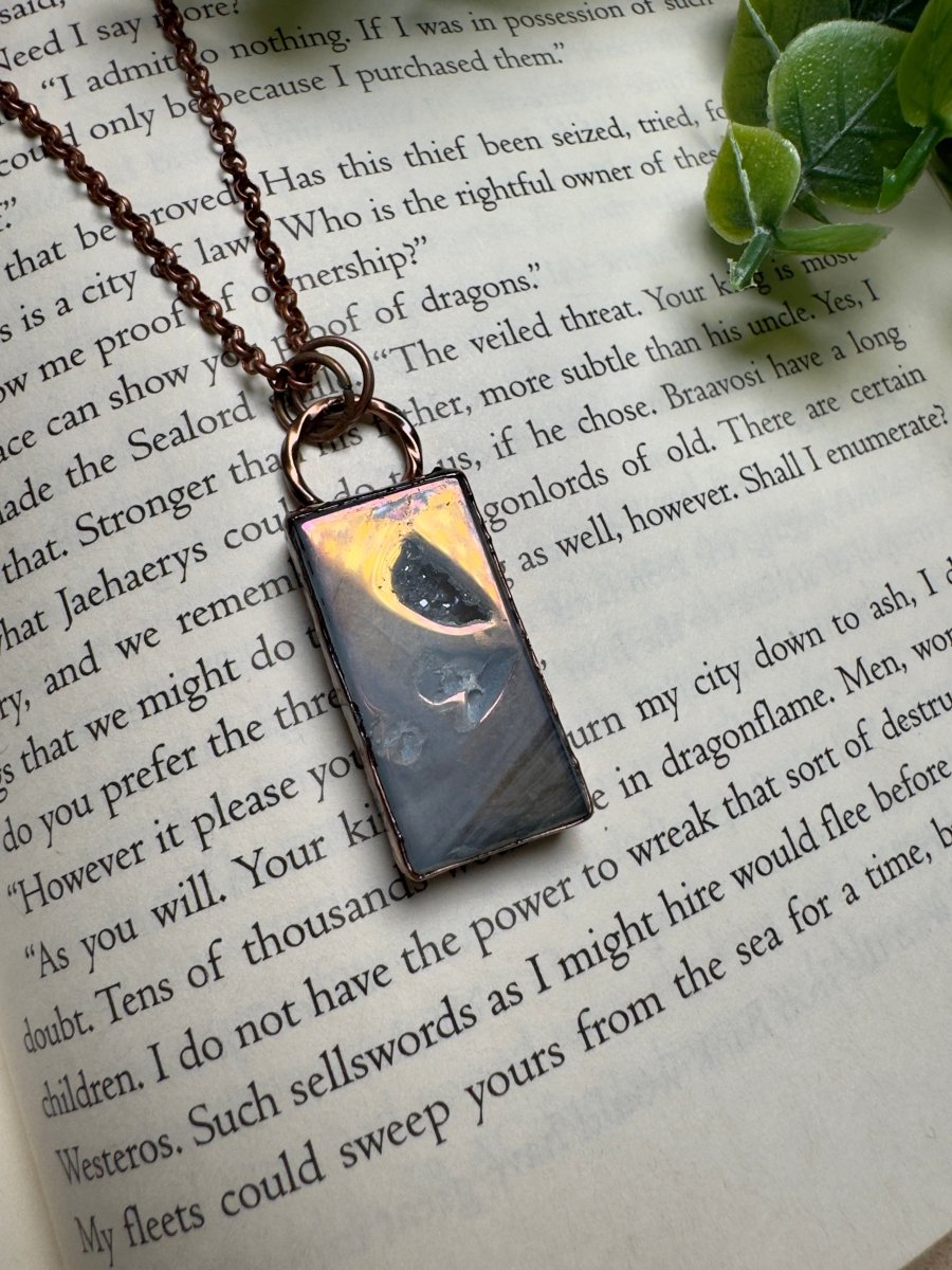 Aura Druzy Agate Necklace detail view by Copper Ashes