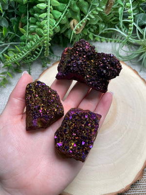 Aura Plated Amethyst Cluster detail view by Copper Ashes