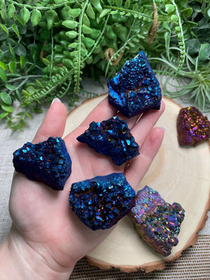 Aura Plated Amethyst Cluster detail view by Copper Ashes