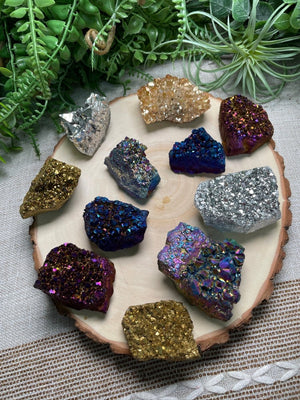 Aura Plated Amethyst Cluster detail view by Copper Ashes