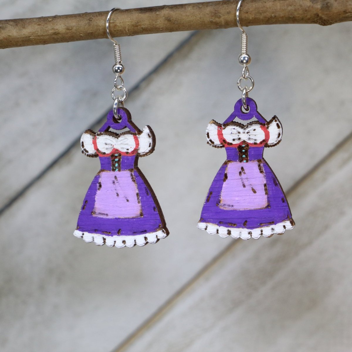 Dirndl Dress Wooden Earrings | Oktoberfest Bavarian Jewelry by Cate's Concepts, LLC, handmade jewelry detail photo 2
