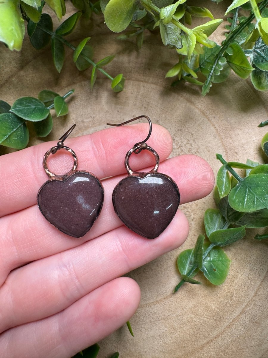 Aventurine Heart Earrings by Copper Ashes