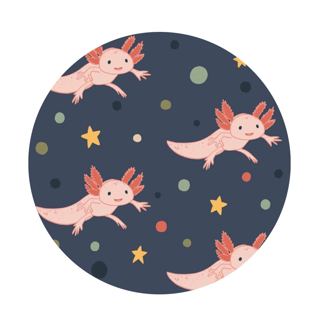 Additional view of Axolotl bamboo baby zip pajamas with hand drawn animal print