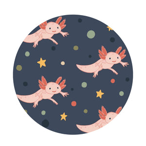 Additional view of Axolotl bamboo baby zip pajamas with hand drawn animal print