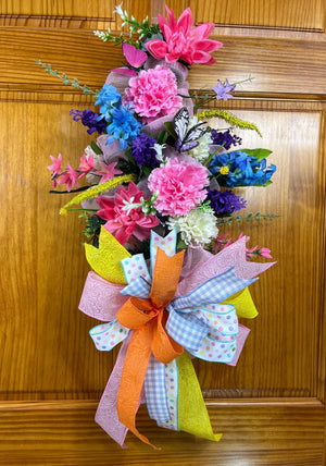 Butterfly Spring Door Swag | Pink, Blue & Yellow Florals handmade by Bouge Creations