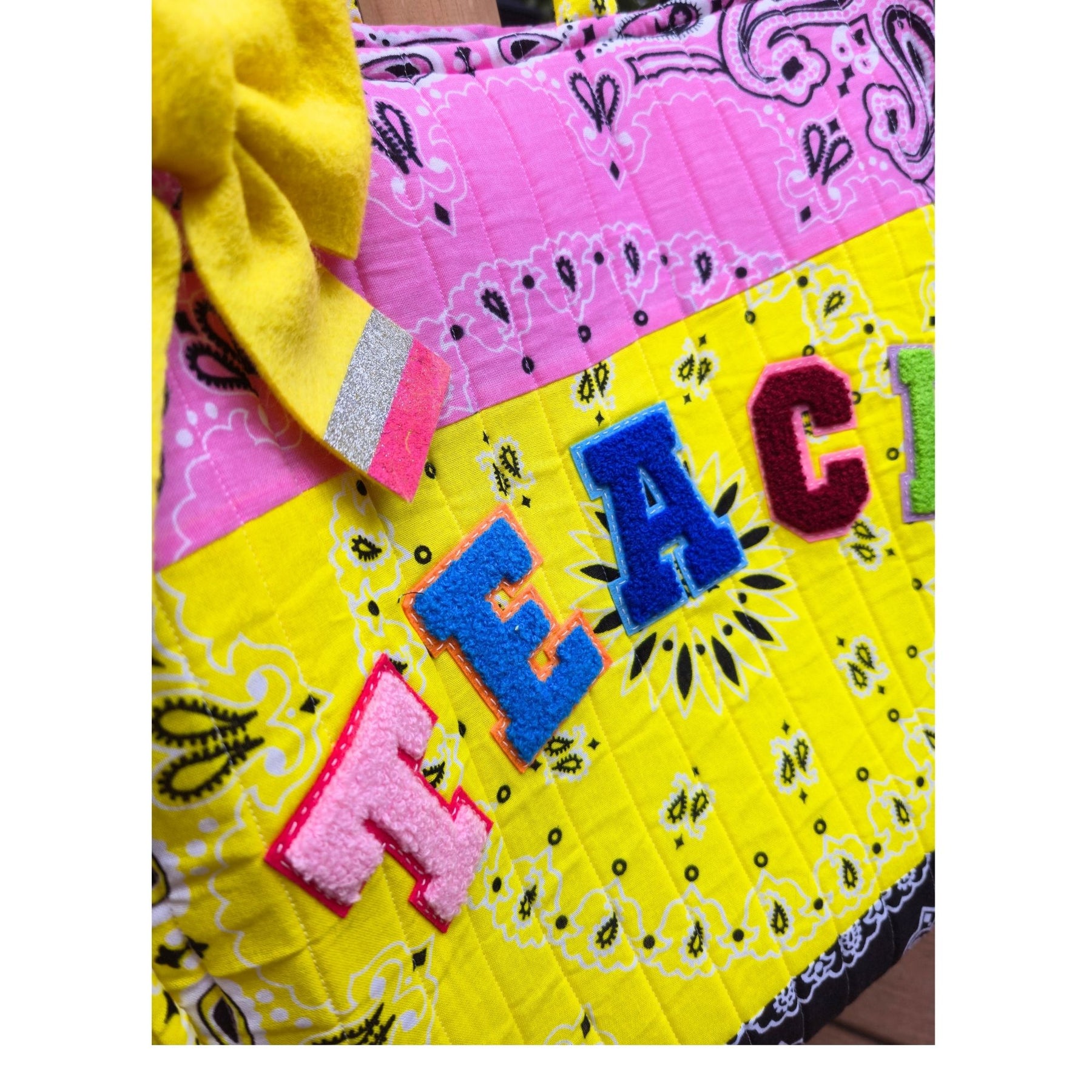 Detail view 7 of the handmade teacher bandana tote bag by Maypop House Designs
