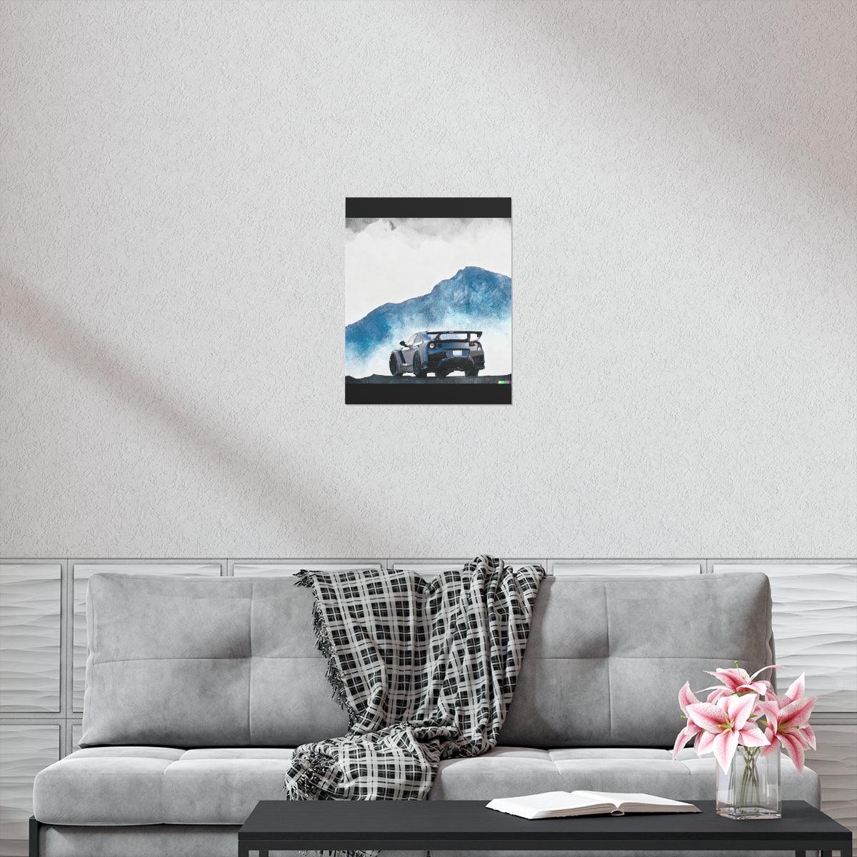Nissan GTR water color Matte Vertical Posters