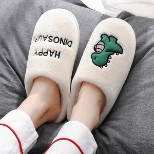 Plush Slipper Happy Dinosaur  Winter Fur Cotton Warm Non Slip Grip by The Mississippi Mermaid Mercantile - view 5